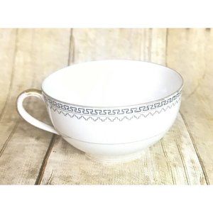 Vintage Noritake Teacup Coffee Milk White Gold Band Gold & Black Trim 4oz Japan